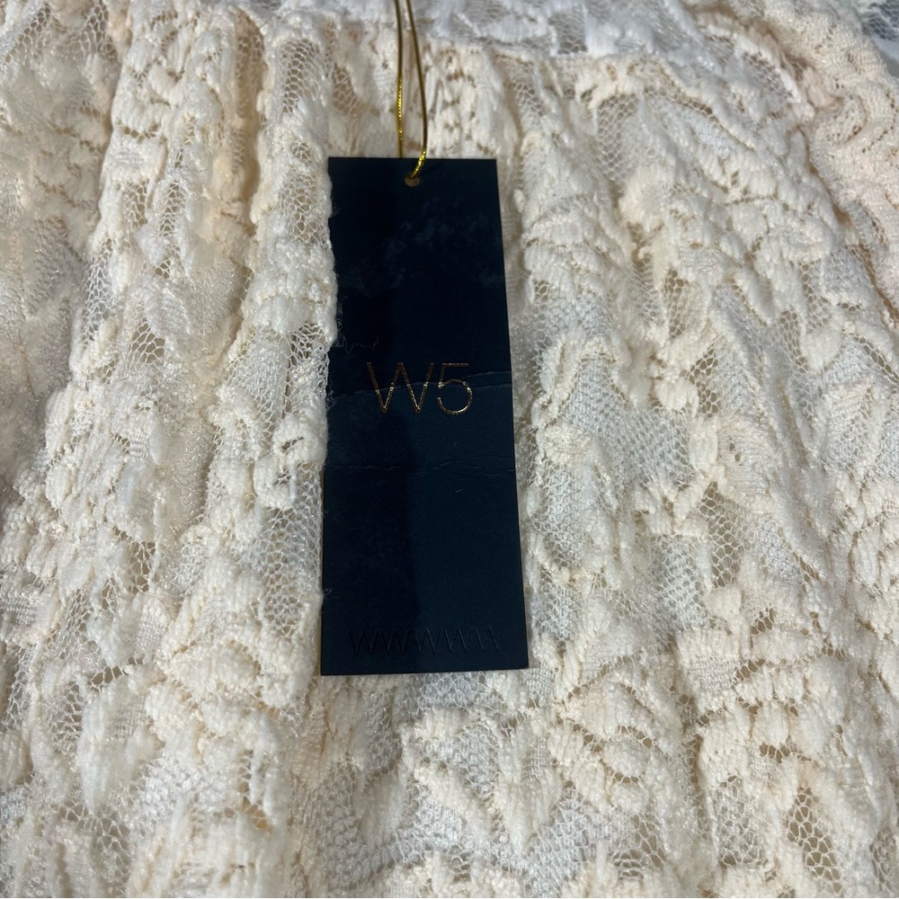 W5 Ivory Cream White Lace Blouse Top; XL; NEW - Picture 2 of 8
